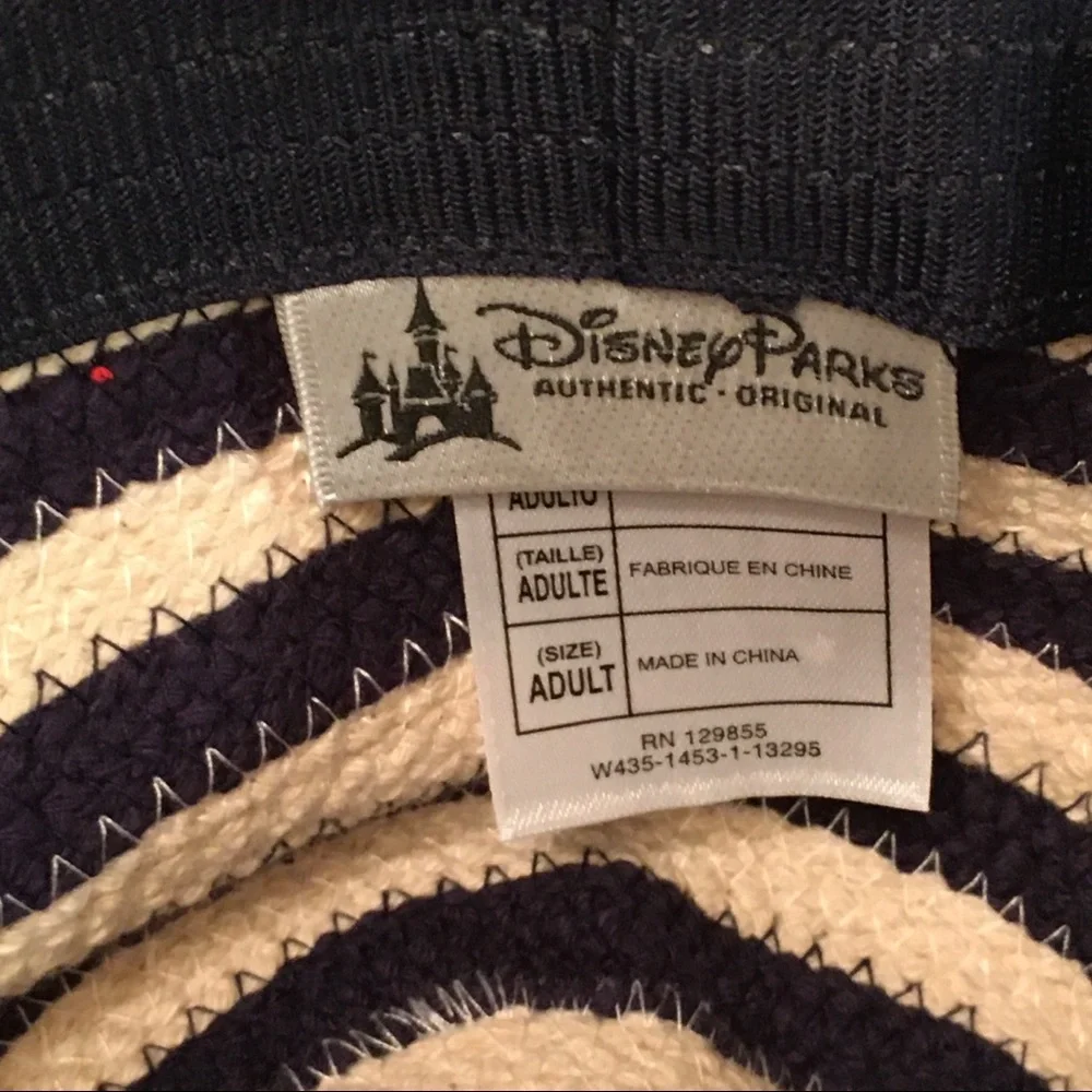 Disney Navy and White Striped Wide Brim Sun Hat